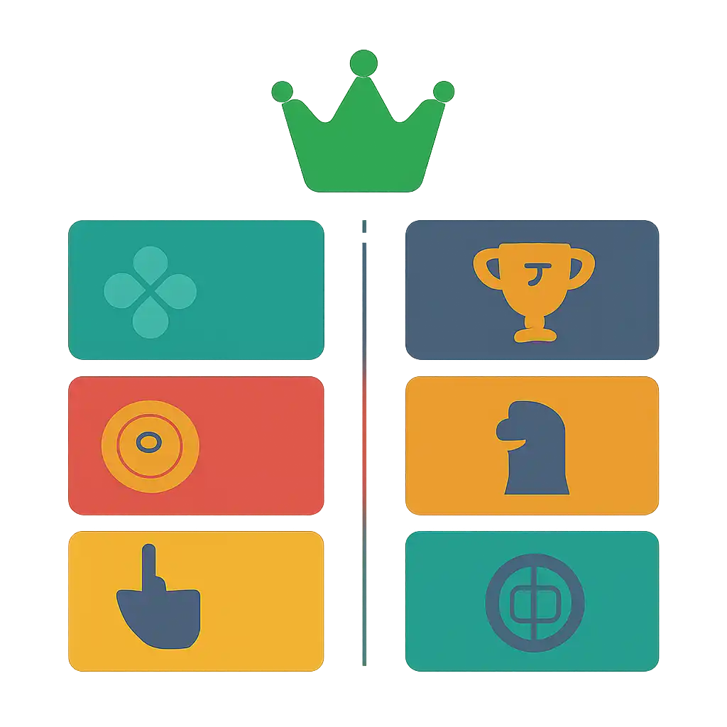 Infographic comparing options using coloured bars and icons only, no text or labels, flat design, Luck games manship