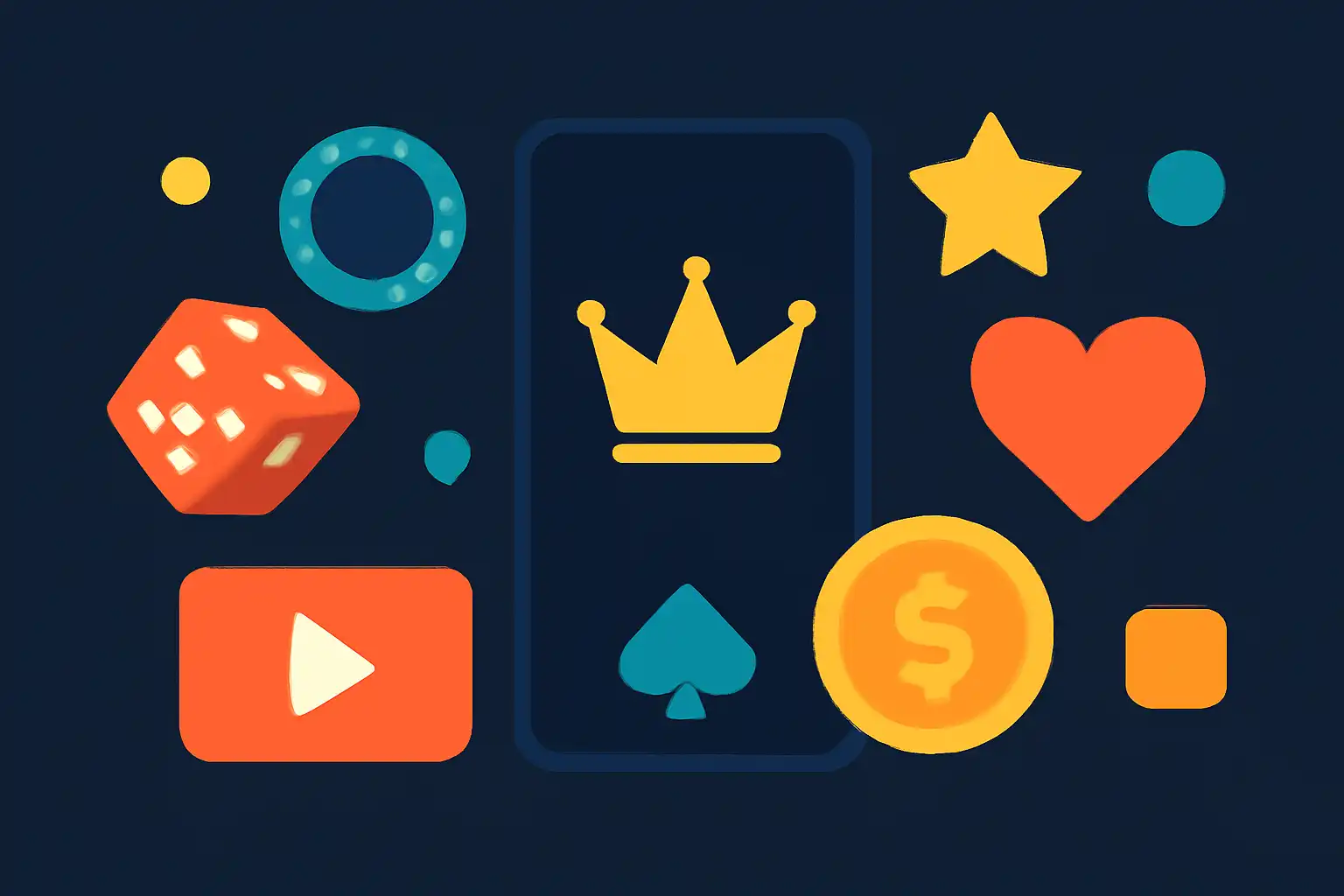 Hero illustration: Kaise, modern flat design, dark background, brand-neutral, icons and shapes only, no text