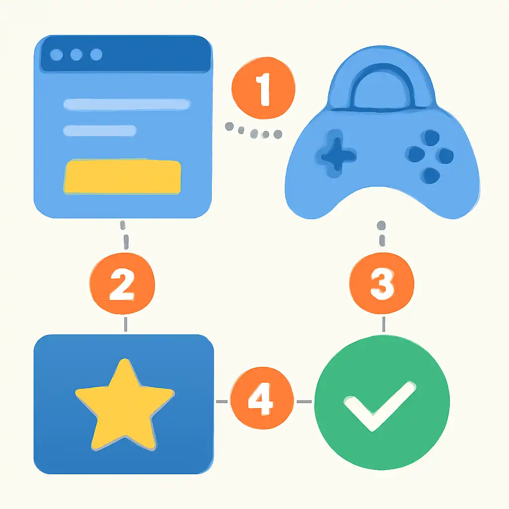 Annotated step diagram: free process with numbered callouts